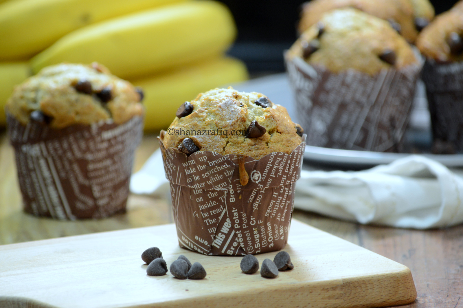 Banana and Chocolate Chip Muffins Cakes Shanaz Rafiq Recipes