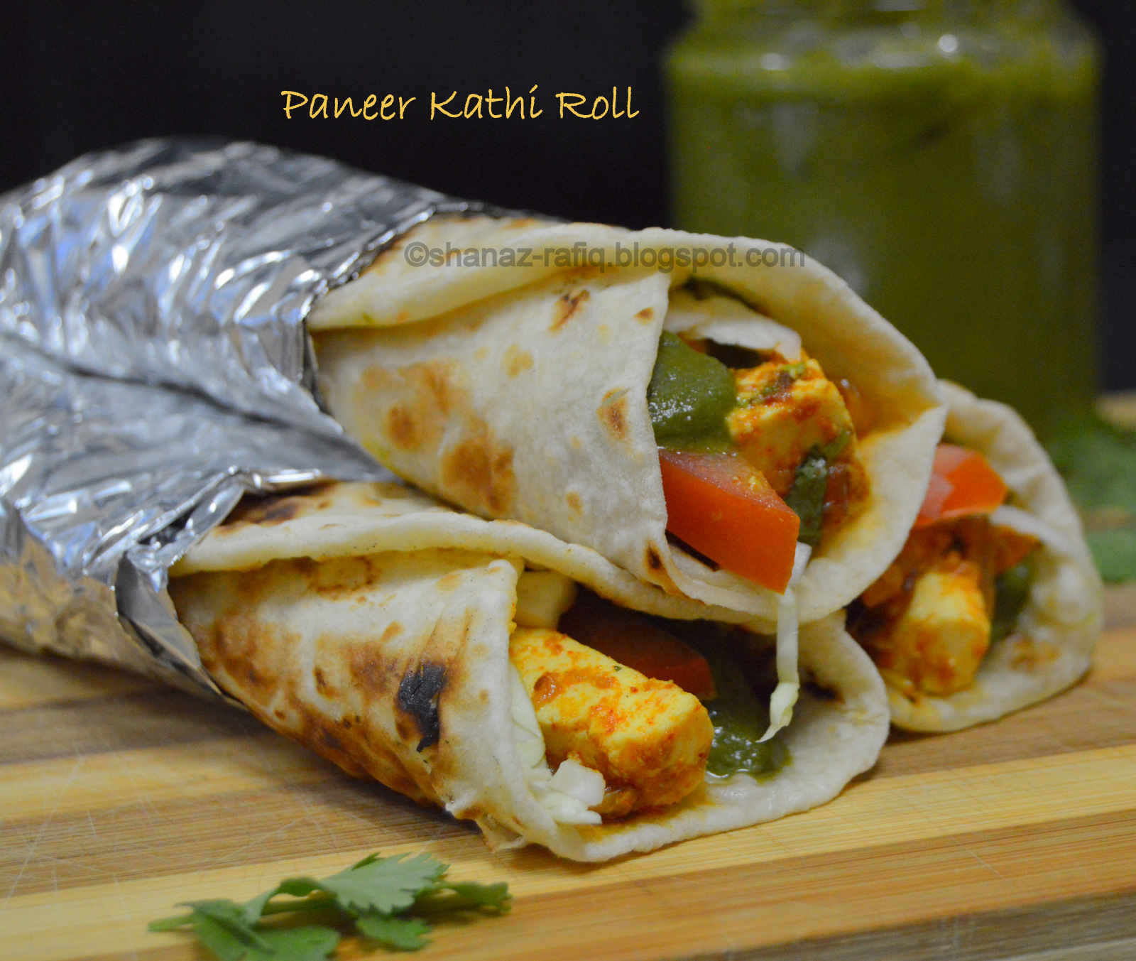 Paneer Kathi Roll Cottage Cheese & Mint Chutney Wrap Wraps & Rolls