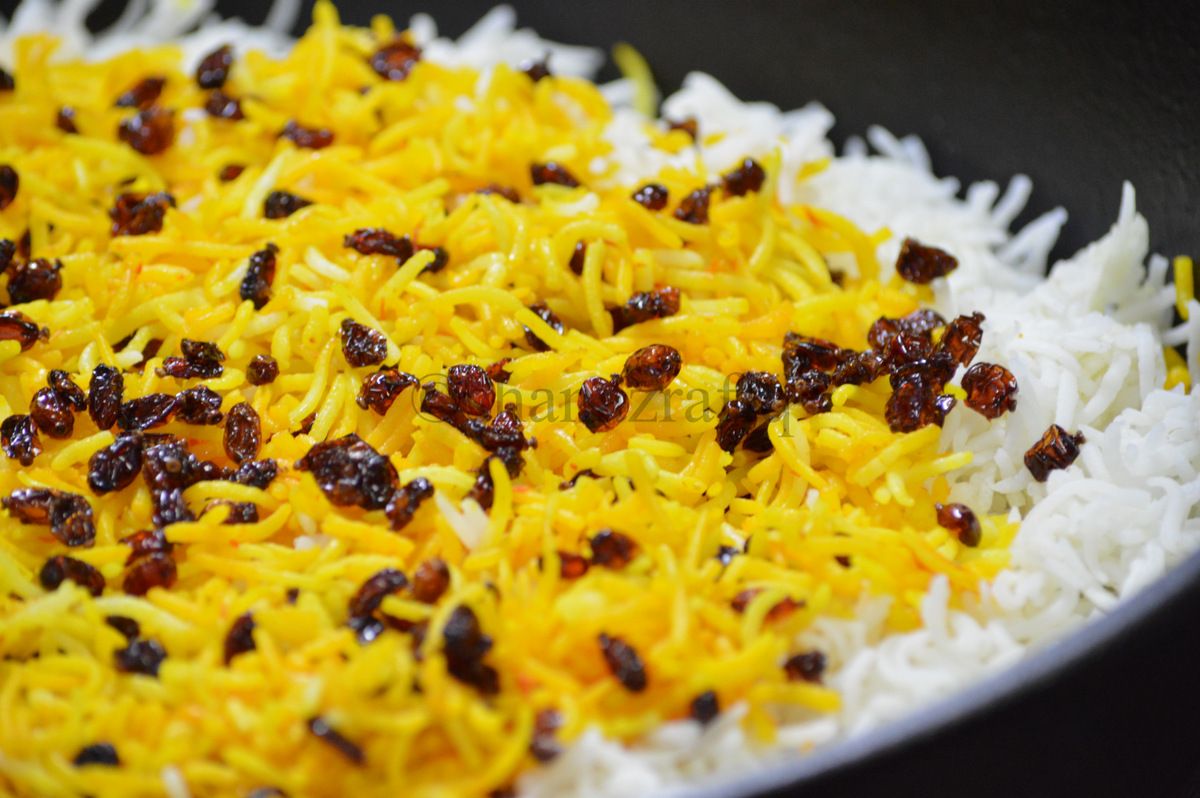 Zereshk Polo Ba Murg Saffron Chicken with Barberry Rice